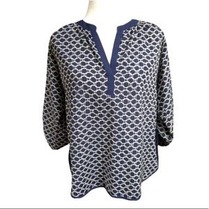 Eclair Brenyn Top Silky Split Neck Roll Tab 3/4-Sleeve